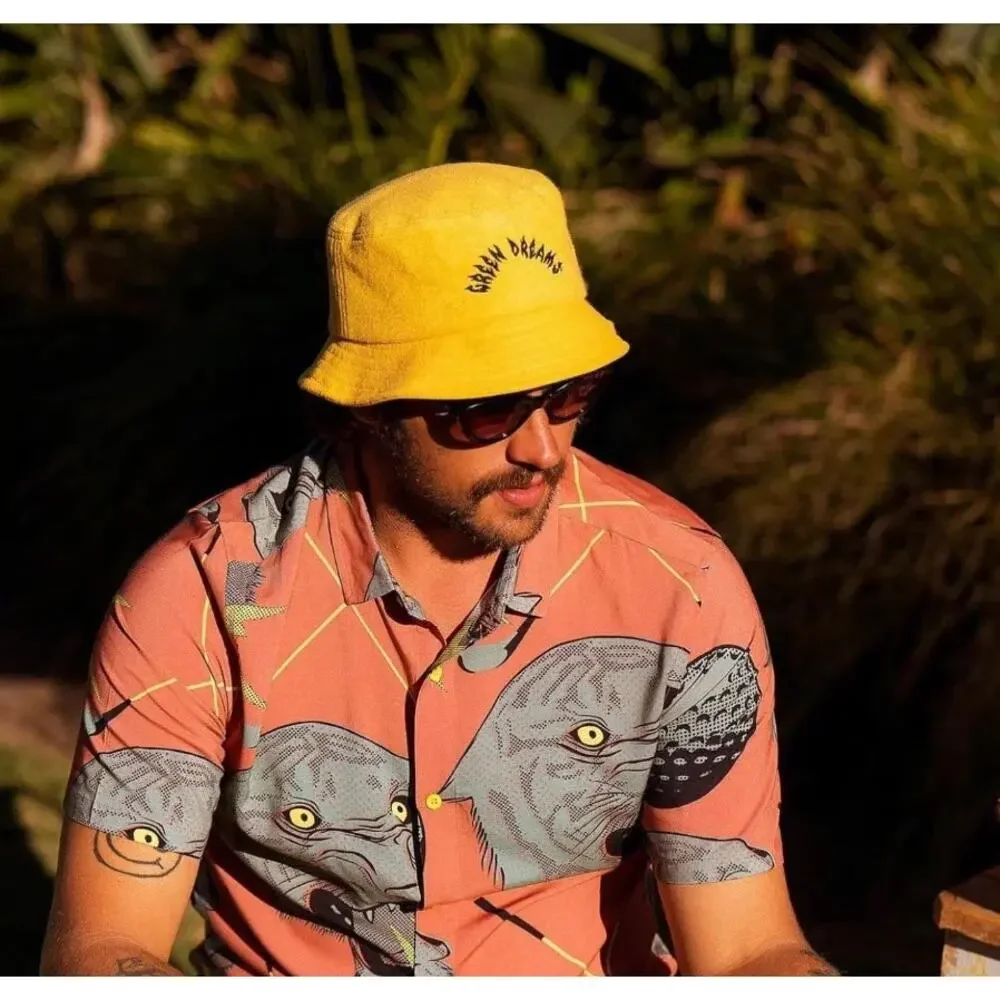 Birds of Condor Green Dreams Bucket Hat Yellow Terry Cloth S/M Golf Triple Eagle